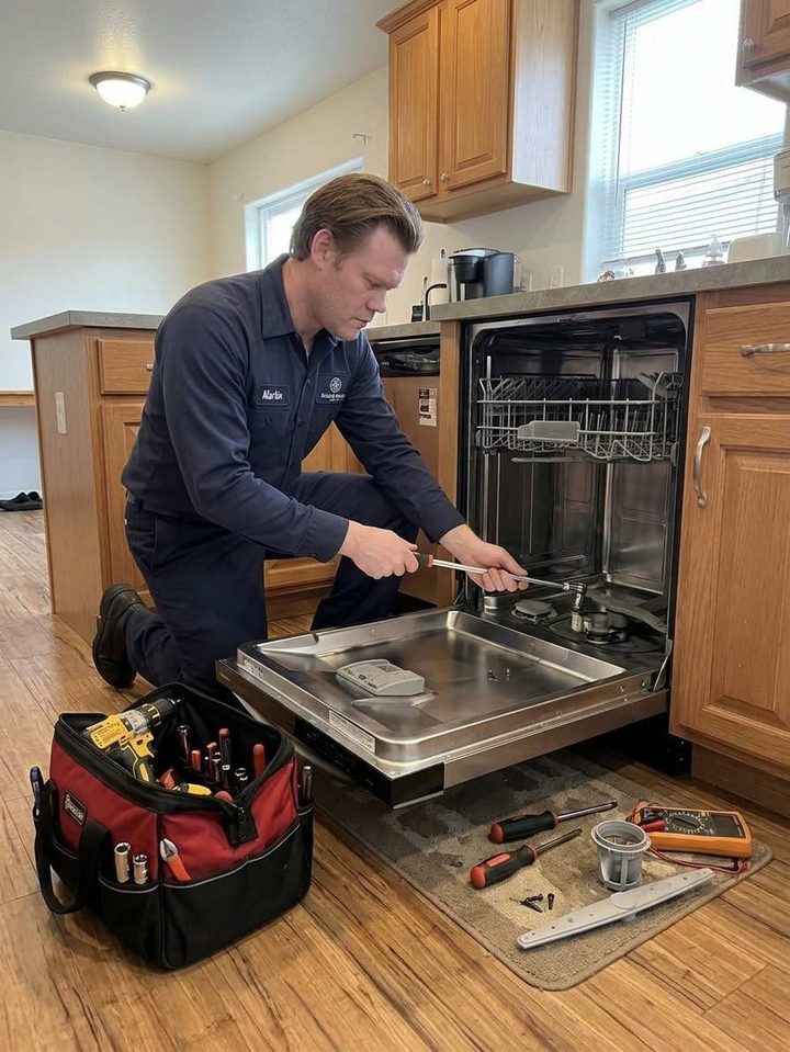 Dishwasher door down, sump work underway